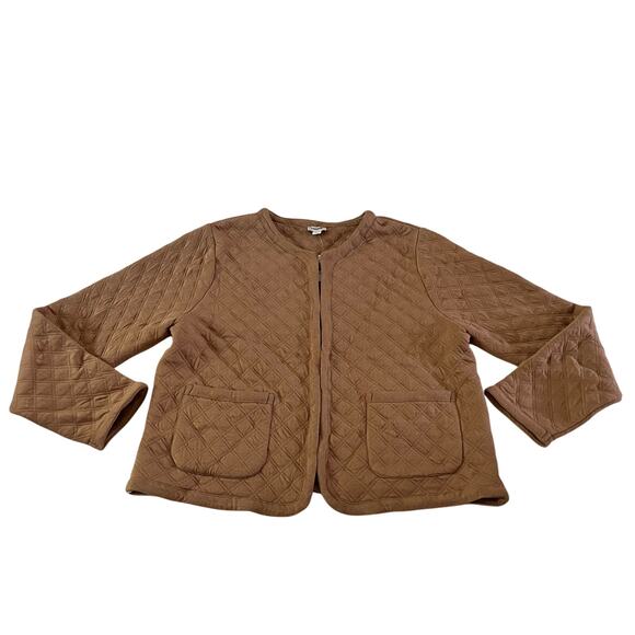 NWT J.Crew Quilted Jacket Tan Classic Cotton Top Patch Pockets Size L Preppy - Picture 2 of 11